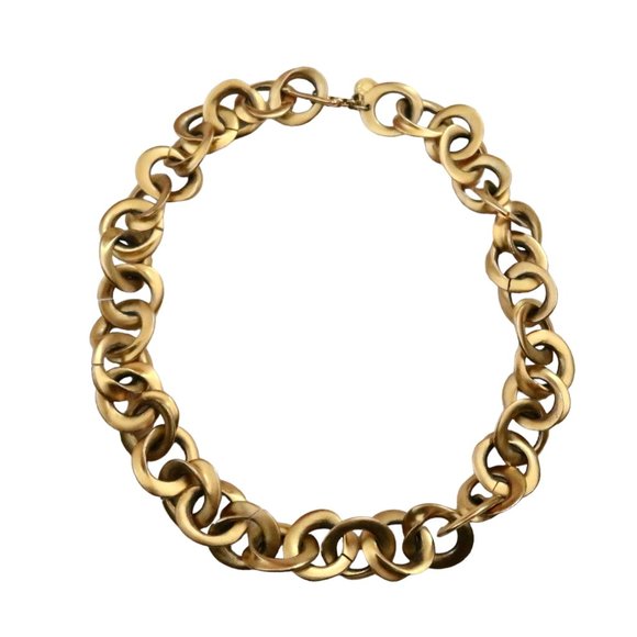 vtg CLARA STUDIO INC matte gold curved link necklace - Picture 1 of 4